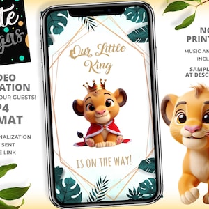 Invito video per baby shower del Re Leone, baby shower per bambini, festa per baby shower, Hakuna Matata, Simba, può essere utilizzato come invito per la festa di compleanno