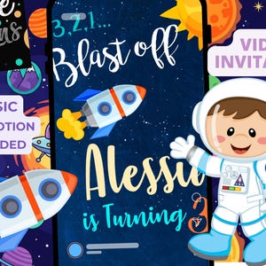 Space Astronaut Birthday Party Animated Video Invitation | Personalized Same Day image 4