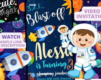 Space Astronaut Birthday Party Animated Video Invitation | Personalized Same Day
