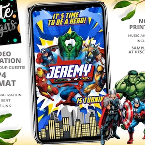 Convite de vídeo para festa de aniversário de super-heróis, convite de vídeo, convite de vídeo para festa de aniversário de super-heróis, convite para festa infantil