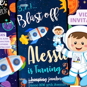 Space Astronaut Birthday Party Animated Video Invitation | Personalized Same Day image 7