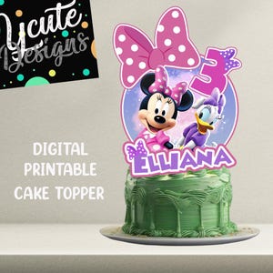 Topper per torta stampabile digitale di Minnie e Daisy, centrotavola per feste di compleanno, decorazione da tavola per torta di Minnie e Daisy. Scopri di più nei dettagli.