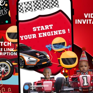 F1 Racing Birthday Party Animated Video Invitation | Grand Prix | Speed Cars