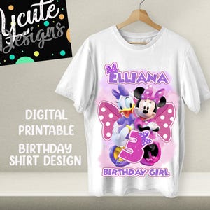 Design per maglietta stampabile digitale per festa di compleanno di MINNIE e DAISY, maglietta per Minnie e Daisy, design per maglietta, maglietta di Minnie e Daisy, maglietta per bambina