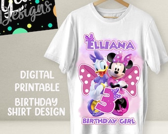 Digitaal ontwerp Minnie en Daisy voor verjaardagsshirts