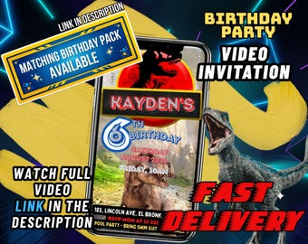 Dinosaur Birthday Party Animated Video Invitation