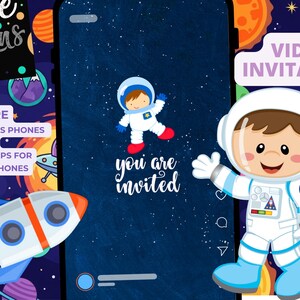 Space Astronaut Birthday Party Animated Video Invitation | Personalized Same Day image 2