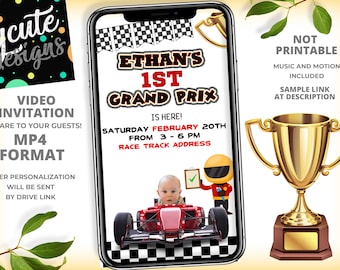 Racing Birthday Video Invitation, Boy Birthday Video Invitation, Racer Kids, Racer Birthday Party Video Invitation, F1 Speed Racer Party