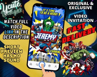 Superheroes Birthday Party Animated Video Invitation