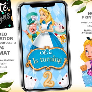 Alice in Wonderland Birthday Video Invitation: Animated Onederland Party