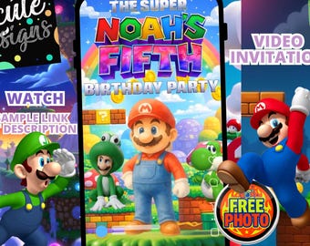 Uitnodiging verjaardagsfeestje Super Mario Galaxy Bros geanimeerde video