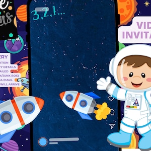 Space Astronaut Birthday Party Animated Video Invitation | Personalized Same Day image 3