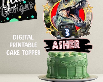 Verjaardagstaarttopper dinosaurus digitaal ontwerp