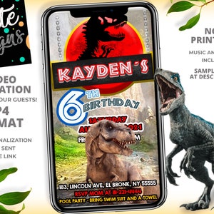 Dino Birthday Party Invitation, Animated Invitation, Boy Birthday, Dinosaurs Birthday Party Invitation , See complete DEMO links at details