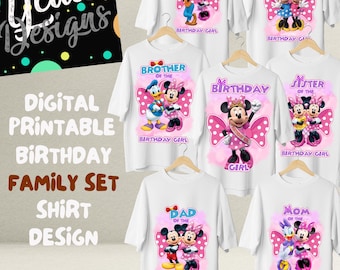 Minnie Mouse Bowtique digitaal ontwerp voor familieset voor verjaardagsshirts