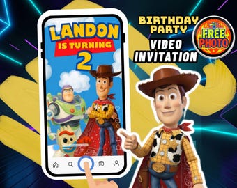 Video-uitnodiging verjaardagsfeestje Toy Story | Gratis foto en aangepaste muziek