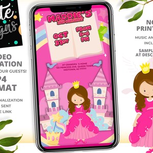 Invitación de cumpleaños de princesa, invitación de cumpleaños de princesa rosa, invitación de cumpleaños de niña