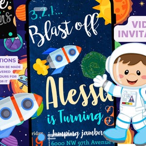 Space Astronaut Birthday Party Animated Video Invitation | Personalized Same Day image 5