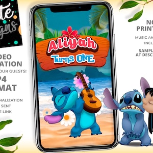 Invito video per la festa di compleanno di Lilo e Stitch, invito video animato, festa di compleanno