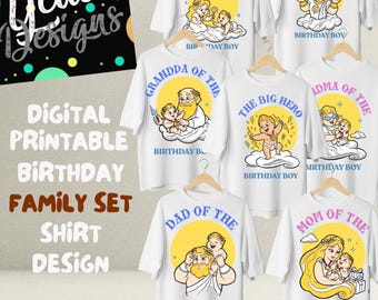 Digitaal ontwerp Little Hercules voor familieset verjaardagsshirts | Feestvarken inbegrepen | Overdracht: