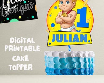 Digitaal ontwerp verjaardagstaarttopper Little Hercules | Feeststuk (digitaal afdrukbaar)
