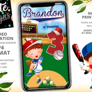 Baseball Birthday Video Invitation, Animated Invitation, Boy Invitation, Birthday Party Invitation, Slugger Boy Birthday Party Invitation