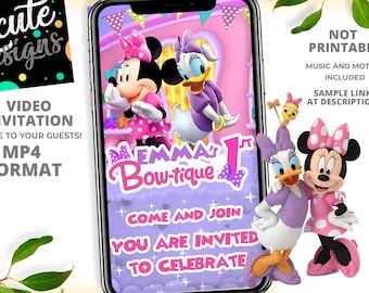 Minnie Bowtique Birthday Party Animated Video Invitation | Personalized Same Day