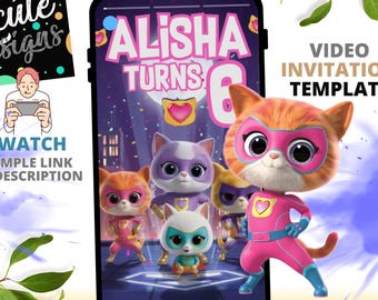Super Kitties Digital DIY Video Template for Birthday Party Celebration