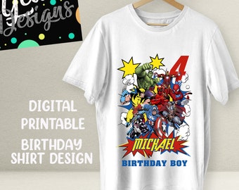 Superheroes Digital Design for Birthday Shirts