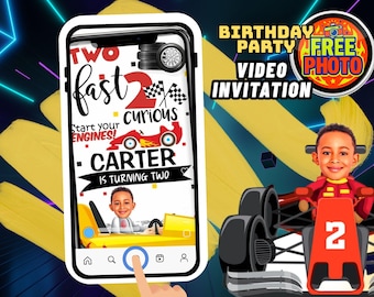2 Fast 2 Curious Birthday Party Animated Video Invitation | Cars Racing | Free photo