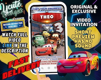 Cars Birthday Party Animated Video Invitation | Race Car