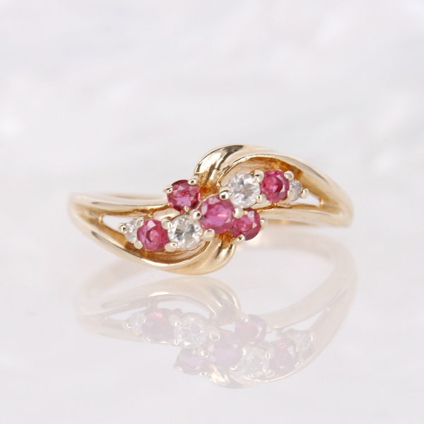 9ct Ruby & Diamond Ring,Vintage,9k Yellow Gold,Engagement Ring,Wedding,Dress Ring,Wedding Ring,Ruby Wedding,Size O US 7.25 EUR 55