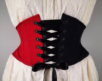 Red and Black Waspie Corset (Half or full colors available)