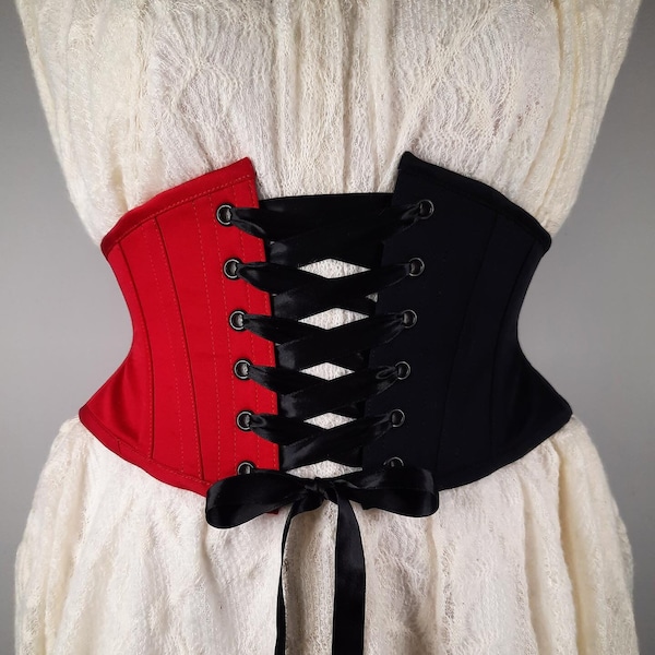 Red and Black Waspie Corset (Half or full colors available)