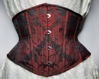 Black and Red Brocade Underbust Cincher Corset - Etsy Ireland display picture 1