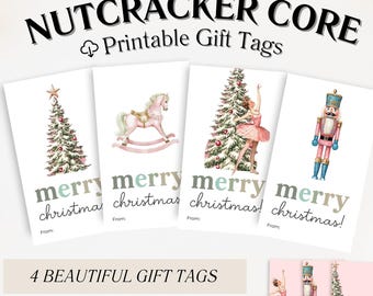 Pink Nutcracker Christmas Gift Tags, Coquette Printable (Instant Download)