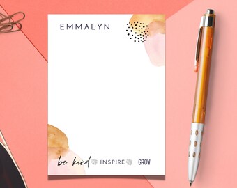 Modern Watercolor Custom Notepad, Personalized Notepad