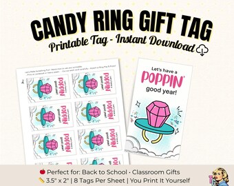 Printable Candy Ring Gift Tags: Back to School Student Treat (PDF Download)