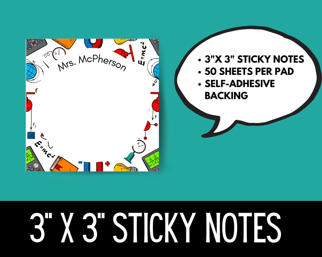 Sticky Note Math Poster Sticky Notes, Math Teacher Gift, Teacher Gifts, Personalized Notepad - Etsy