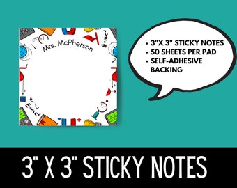 Sticky Notes, Math Teacher Gift, Teacher Gifts, Personalized Notepad