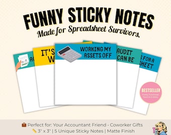 Funny Accountant Sticky Notes: Accounting Pun Gift, Set of 5