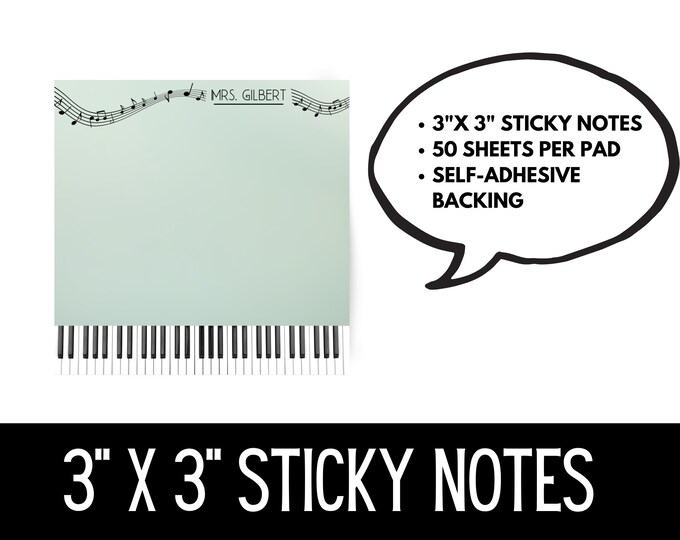 Sticky Notes, Music Teacher Gift, Personalized Notepad, Teacher ...