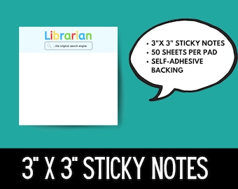Librarian Sticky Notes, Teacher Gift (3" x 3", 50 Sheets)