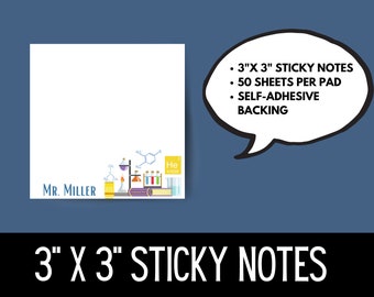 Sticky Notes, Chemistry Gift, Chemistry,  Personalized Notepad