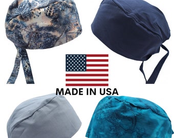Scrub Caps | Surgical Cap Medical Doctor Nurse Hat | Made in USA | 100% Organic Cotton | Washable Reusable | Hand Dyed | Purple Blue