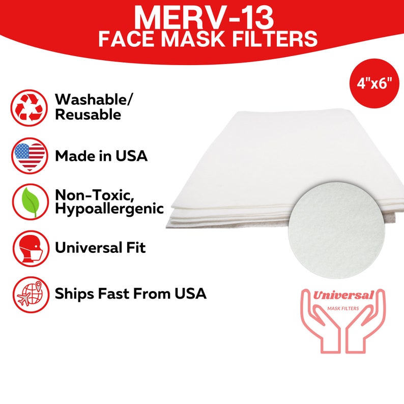 MERV13 Face Mask Filters 10Pack Made in USA Pocket Etsy