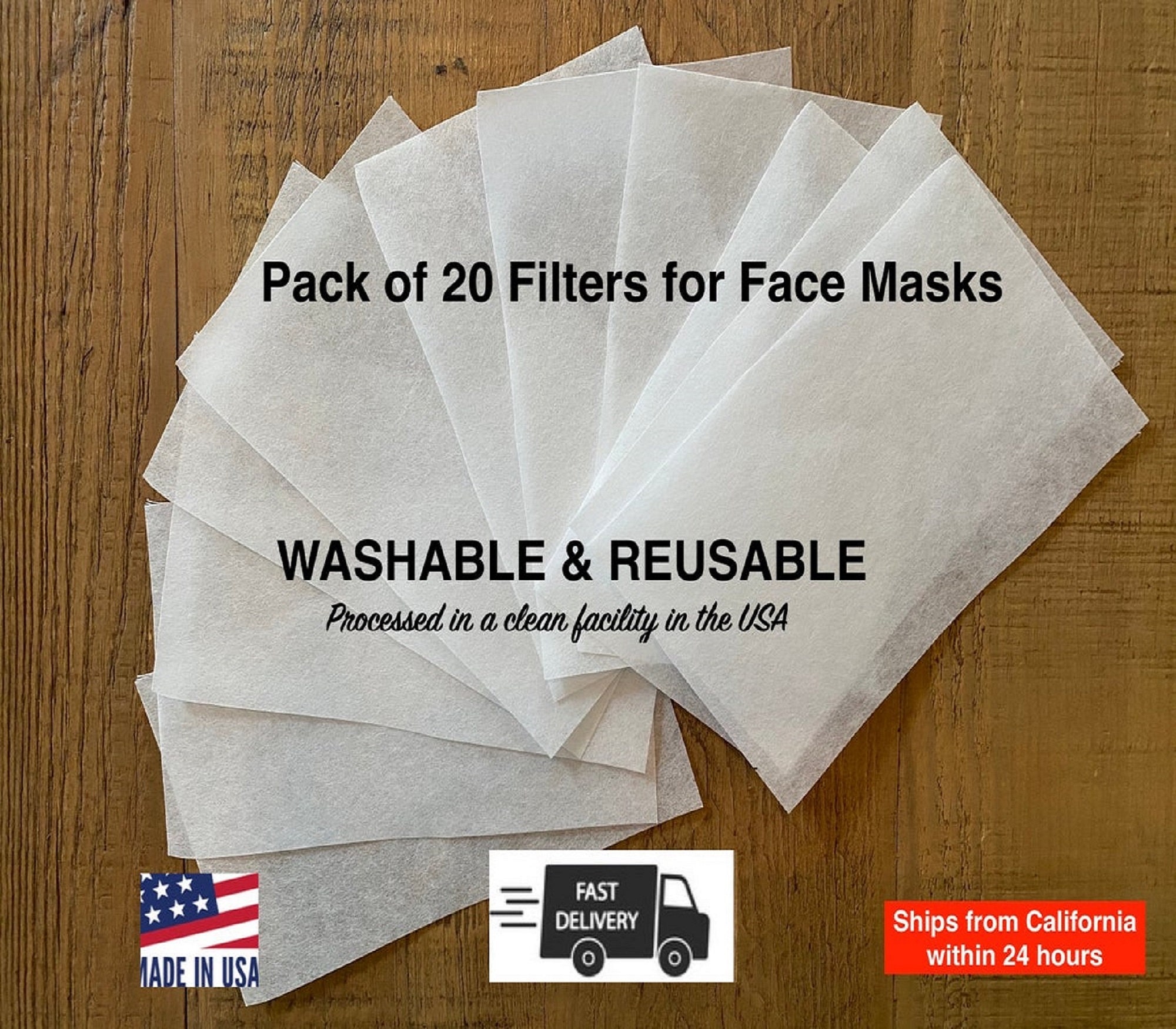 Face Mask Filters 20-Pack USA Made Pocket Inserts For | Etsy