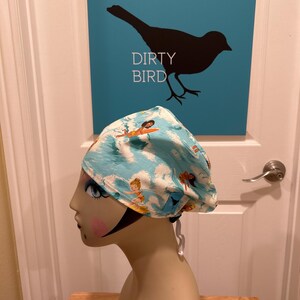 Women&#39;s Scrub hat, head covering, chemo cap~ Surfer Girls! (Blue)