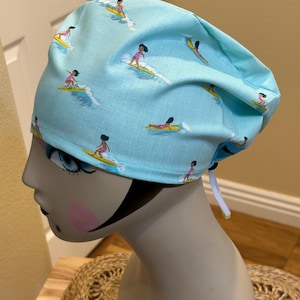 Women&#39;s Scrub hat, head covering, chemo cap~ Small Surfer Girls!!