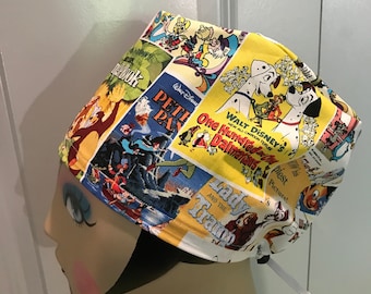 Women's Scrub hat, head covering, chemo cap~ Disney Movie Posters!